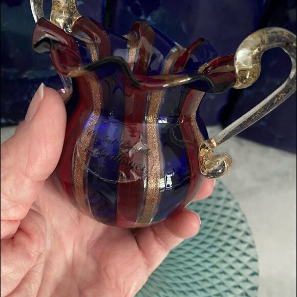 Vase hand blow mini shot with gold venetian, glass NYC 1993 on 5th Ave mine - Picture 8 of 9